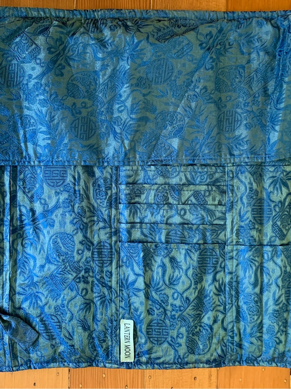 Lantern Moon Silk Turquoise Blue Brocade Needle Roll